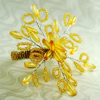 

qn16011911 gold crystal with glass beades napkin rings, decoration napkin holder
