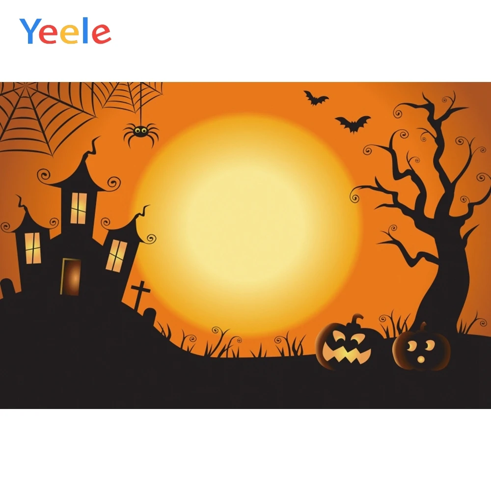 

Yeele Halloween Night Moon Spider Forest Castle Bat Photography Backgrounds Customized Photographic Backdrops for Photo Studio