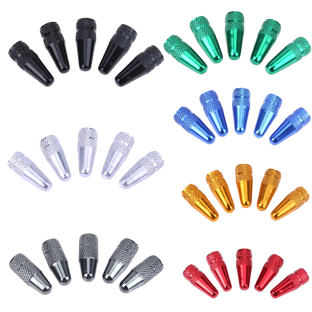 Top 5Pcs/set Bicycle Presta Aluminium Alloy Pressure Valve Caps Dust Covers for Road Mountain Fixed Gear Bike Valve Stem Caps 1