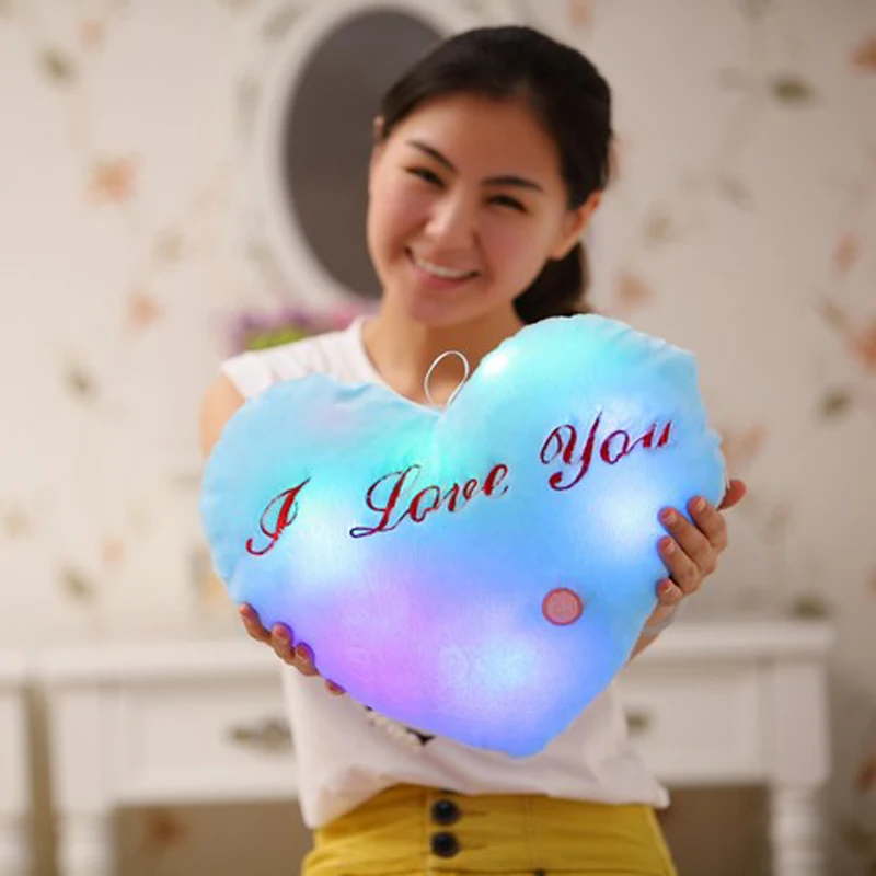 

Led Heart Shaped Pillow Plush Light - Up Toys Glowing Toys with English Letter Kids Gift for Girl Friend Stuffed Pillow