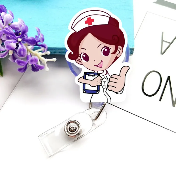 Качественный выдвижной значок медсестры катушка клип милый мультфильм супер герой Кофе Микки мода студентов ID карты держатель - Цвет: 12