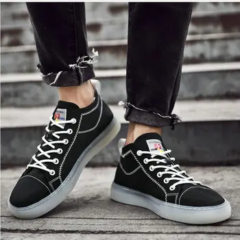 

2019 Men's shoes new canvas shoes personality summer shoes white transparent bottom trend high high student casual shoes E21-02