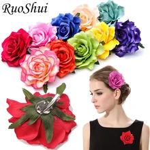 

1PC Bohemian Rose Artificial Flower Hairpin Bridal Wedding Party Brooch Women Hair Clips Headwear Girls Festival Hair Accessorie