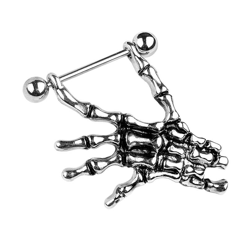 Hot Piercing Nipple Ring 2 Pcs Puncture sputum ring Skeleton Hand Shape Nose Woman Sexy Body Jewelry | Украшения и аксессуары