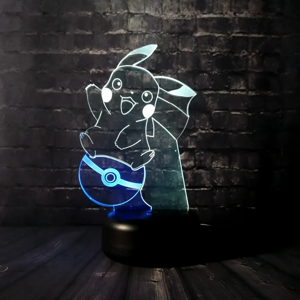 Покемон Пикачу фигурки 3D смешанный ночник 7 цветов Изменение лампы светодиодный мультяшный светильник USB Сенсорный Настольный Декор детские игрушки подарок