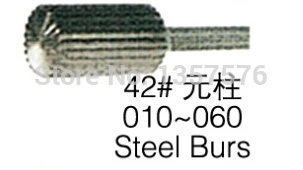 

FREE SHIPPING!!! steel burs 42# 010-023, 6 pcs/ box, 4 boxs/ bag, RPM>40000r/min, drill polishing machine, jewelry rotary tools
