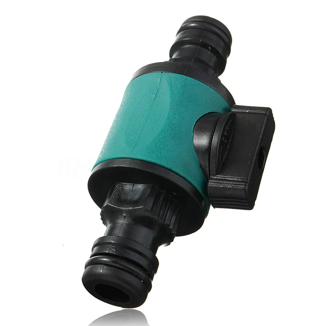 1/2" 2-Way Connector Shut-off Garden Hose Water Pipe with Quick ABS Green Nonslip Outdoor Garden Valve