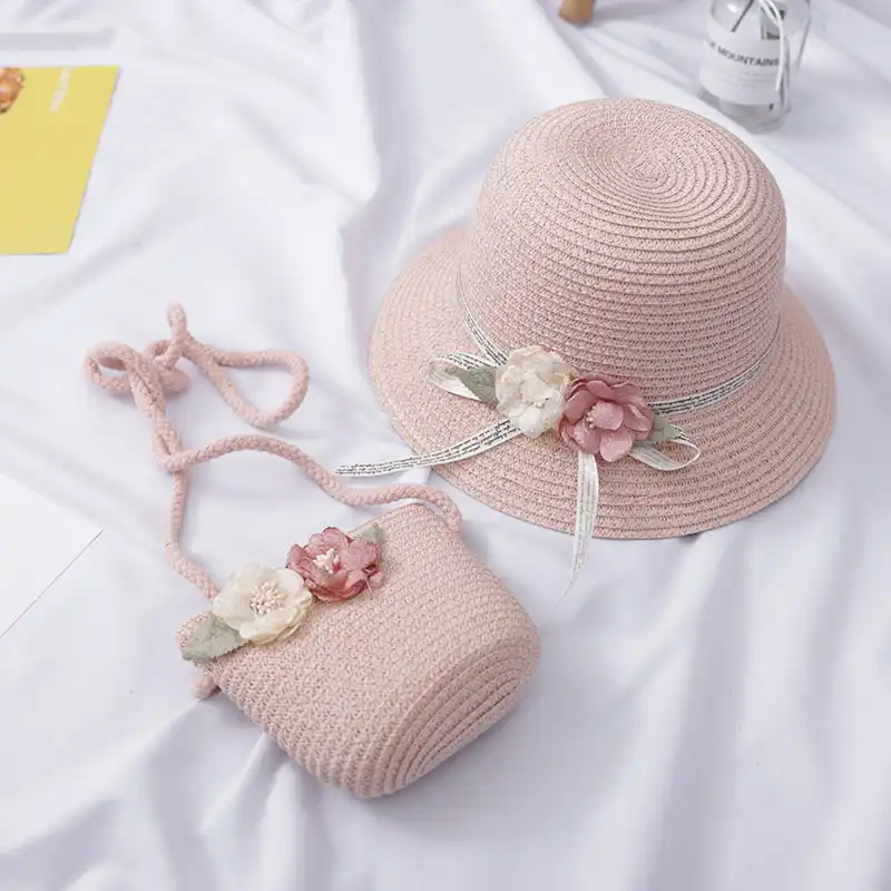 Figli Dei Fiori Di Modo Cappelli Da Sole Carino Borse Della Ragazza Del Vestito Della Spiaggia