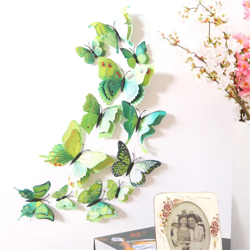 Новинка 12 шт. 3D наклейки на стену с бабочками домашний декор "сделай сам" Наклейки на стены для гостиной, спальни, кухни, туалета, украшения детской комнаты