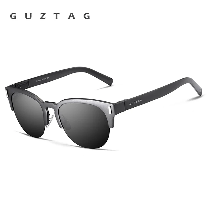 GUZTAG, унисекс, кошачий глаз, полуоправы, мужские алюминиевые солнцезащитные очки, поляризационные, зеркальные, мужские солнцезащитные очки для женщин и мужчин, Oculos de sol G9812 - Цвет линз: Серый
