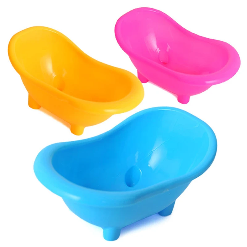 

1pc Cute Mini Small Pet Hamsters Bathtub Bathing Small Mouse Bathroom Sand Bath Basin Toy Cage Decor 15.5*9*7.5cm Color Random
