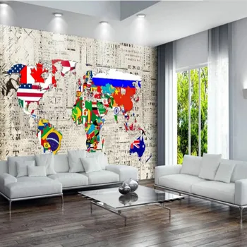 

Custom Vintage Map Wallpapers for Living Room Restaurant Cafe Industrial Decor World Map Papel De Parede 3D Wall Paper 3d