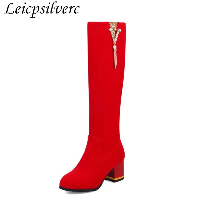 

Autumn and winter girl High Boots zipper Pendant High-heeled shoes Root fashion woman Women's Shoes Women's Boots Plus Size34-43