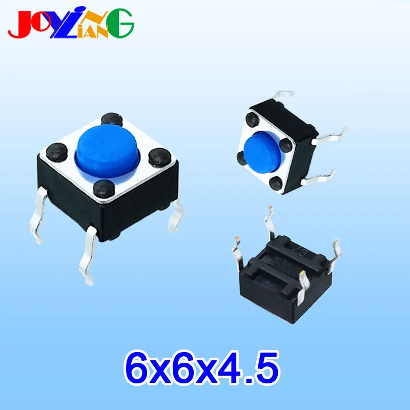 Joying Liang синий 6*6*4 5 мм вертикальный четырехногий сенсорный выключатель 4 PIN 6x6x4