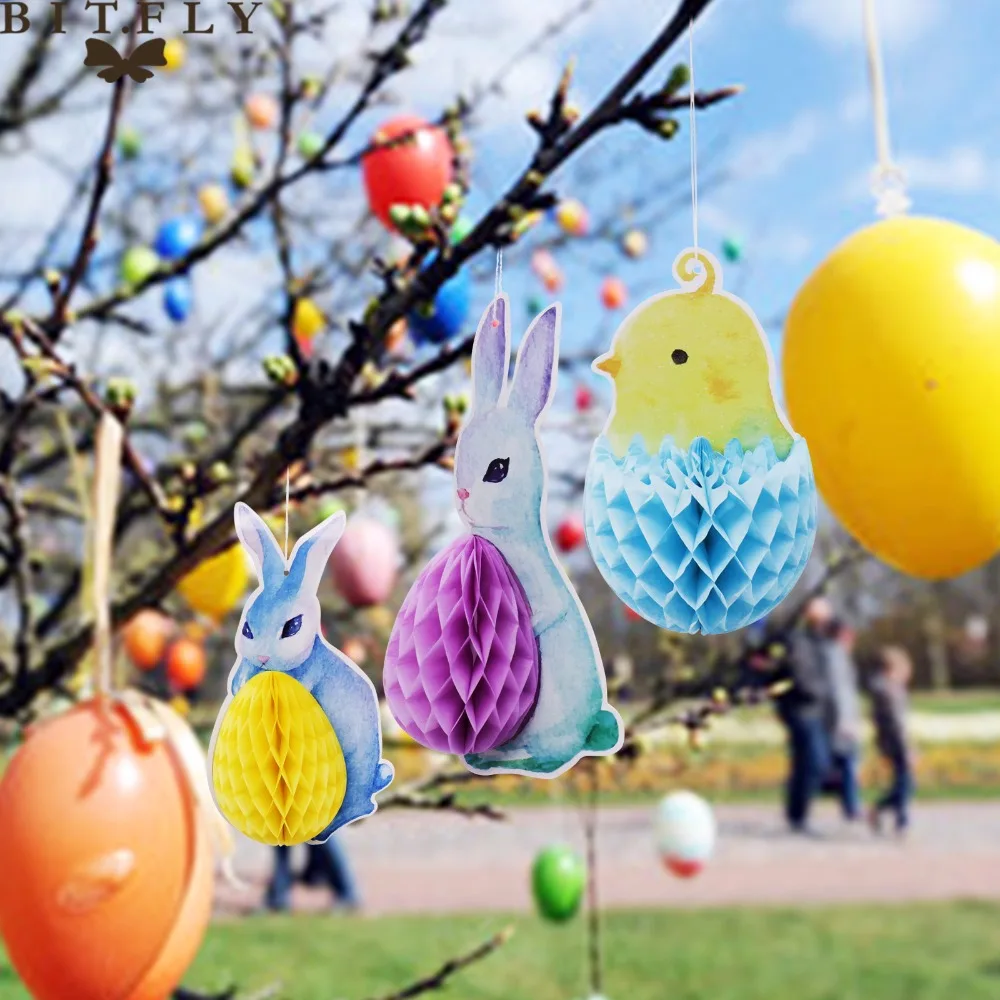 3pcs/Pack Easter Decorations Springtime Friends Chick Bunny