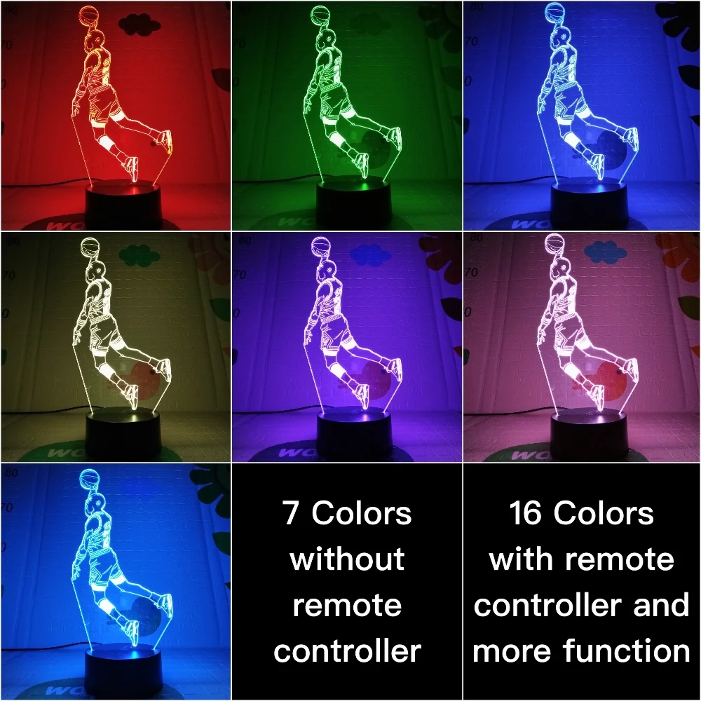 Настольная лампа прикроватный светильник сенсорный Сенсор 7 цветов Изменение атмосфера лампа для мальчиков Дети Подарок Usb светодиодный ночной Светильник 3d спортивная обувь Jordan; 4