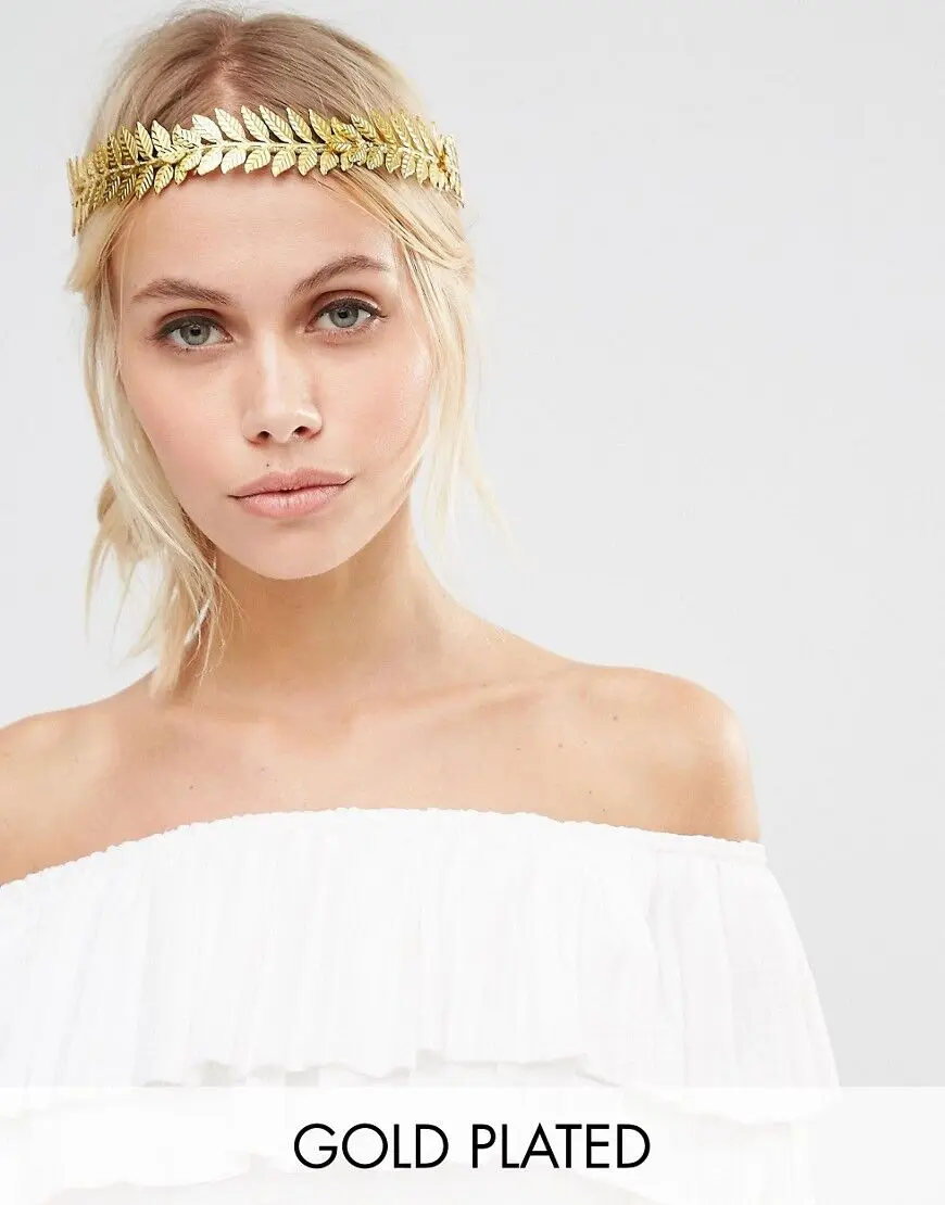 Europe Fashion Silver Gold Crown Tiara Leaf Shape Headband Korean