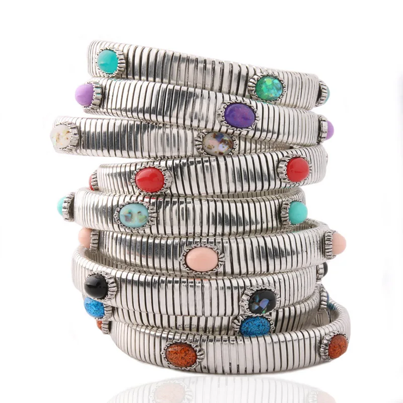 

Women's Spring Chain Bracelet Copper Natural Stone Bracelet Wood Bohemian Five Elastic Perles Star Bracelet Factory Direct