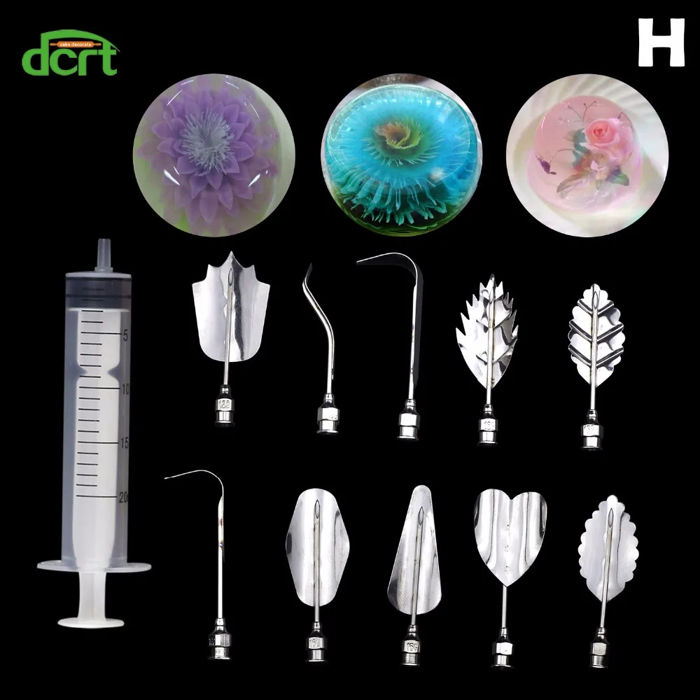10Pcs/Set 3D Jelly Flower Art Tools 1Pcs Syringe 3D Gelatin Art Tools