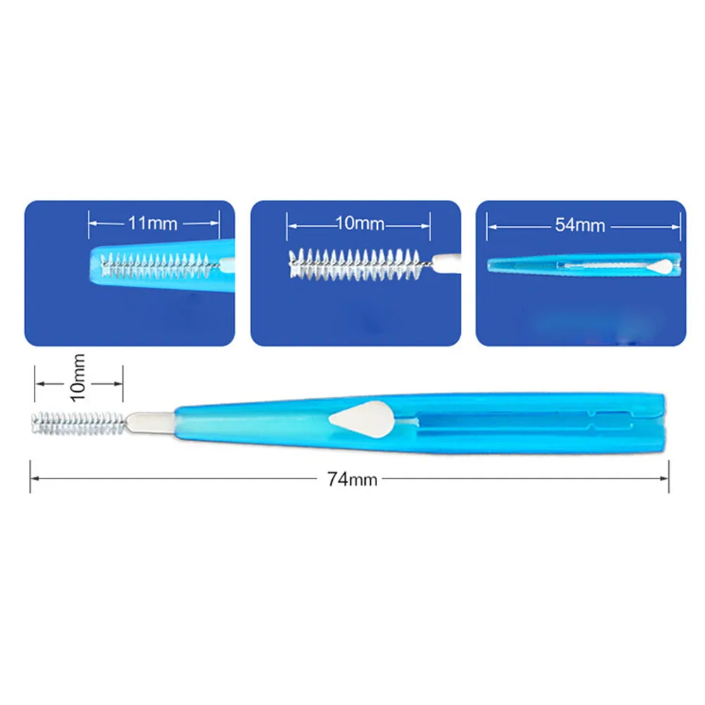 10 шт., 0,7, 0,8, 1,0, 1,2 мм, нажимная межзубная щетка, Ортодонтические зубные чистящие щетки, массажные десны для взрослых, зубочистка