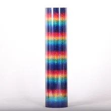 Голографические теплообмена виниловой гладить на Пу футболка одежды текстильные Пресс пленка 50 см x 25 м в полоску мульти цвет