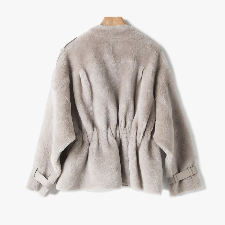 Ptslan 2018 Real fur coat women winter sheep shearing fur coat natural fur collar thick warm fur jacket free shipping P4363