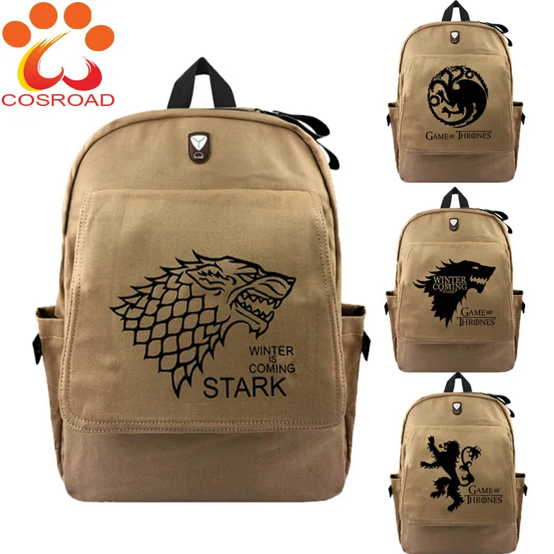 Cosroad 2019 Game of Thrones Canvas Backpack Student School Bags Cosplay Stark Backpacks Costume Rucksack Casual Travel Bag