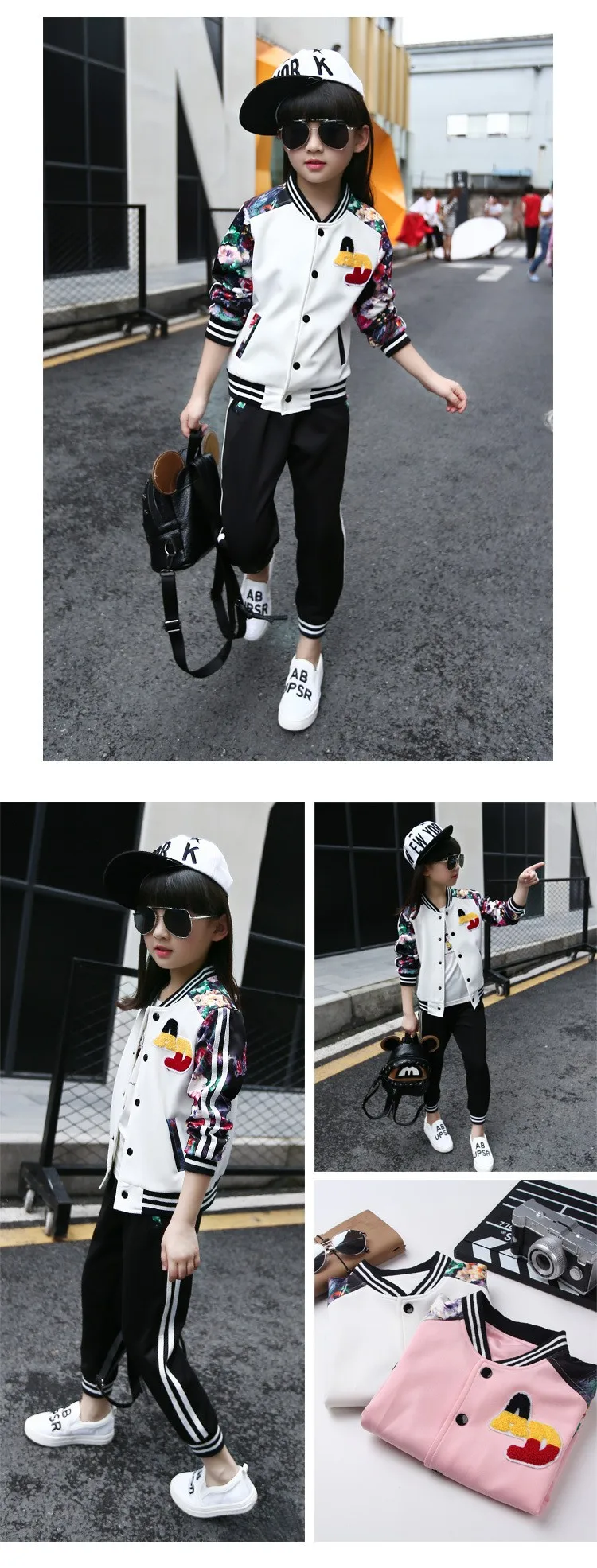 flowers printed autumn tracksuit suits kids autumn pants sports girls clothes set girls outfits baseball jackets tops pants active clothes suits for girls 6 7 8 9 10 11 12 13 14 15 16 years old little teenage big girls girls boutique cloth (5)