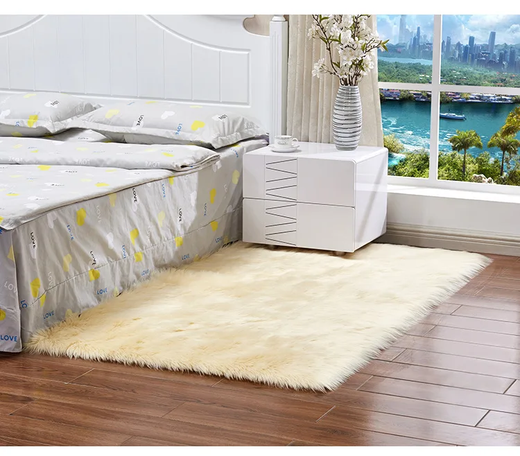 Fluffy Soft Artificial Wool Carpet Fur Area Rugs White Shaggy Rectangle/Square /Area Rugs Warm Seat Pad Home Decor
