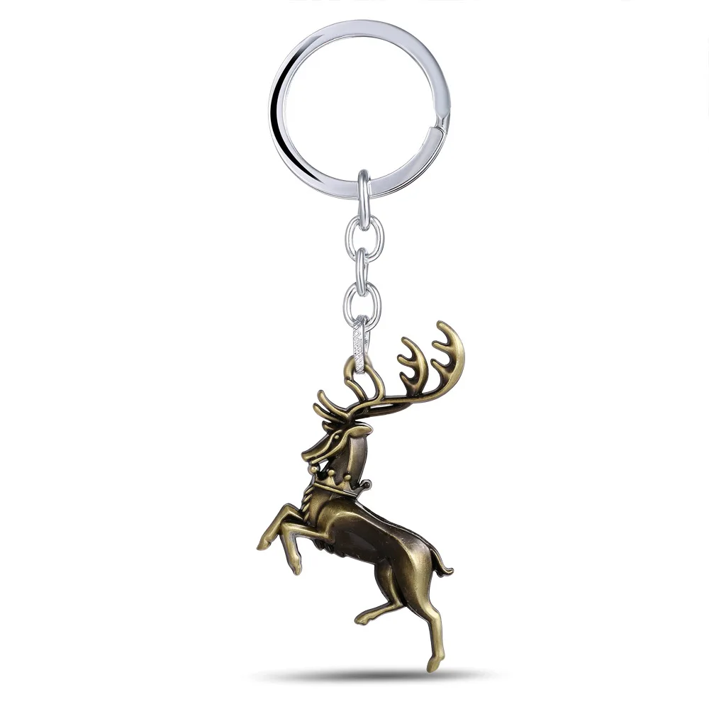 

Anime Game Of Thrones Keychain Pendant Figure House Baratheon Deer Symbol Key Chain Ring Holder for Car Souvenirs Cosplay Figure