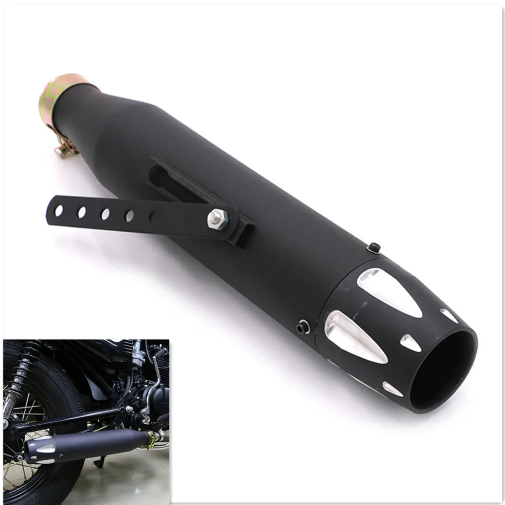 Matte Black New Universal Antiqued Vintage Retro Motorcycle Motorbike Muffler Exhaust Pipe For