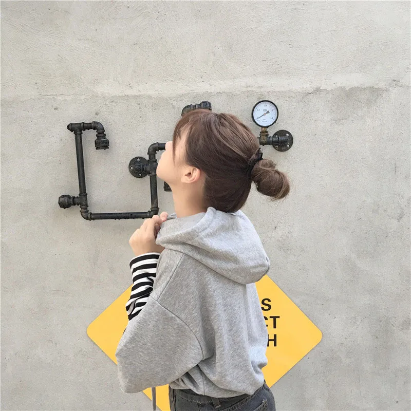 2018 Харадзюку Ulzzang BF имитация двух частей головы сшитые толстовки осень зима