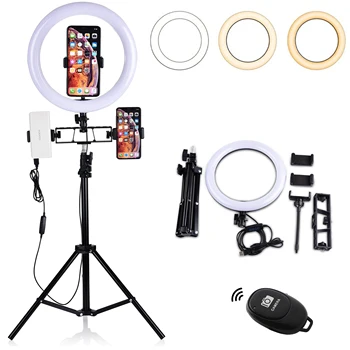 

10 inch Dimmable LED Ring Light 5500K Camera Lighting Phone Clamp for Smartphone/YouTube/Vine Video Shooting with Tripod Stand