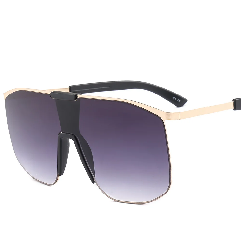 Сексуальные негабаритные солнцезащитные очки для женщин, новая дизайнерская квадратная большая рама, солнцезащитные очки для мужчин, ветрозащитные очки uv400 NX - Цвет линз: gold gray
