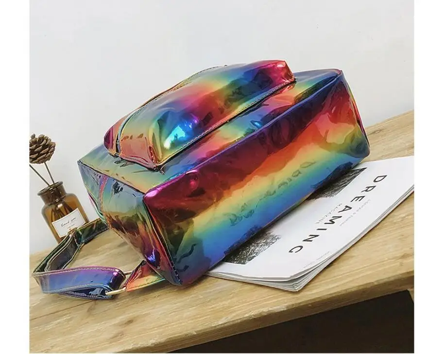 Цветной лазерный школьный рюкзак для девочек стильный дизайн маленький женский