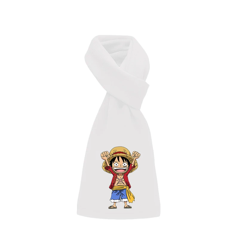 White Luffy Hands Up Аниме цельная соломенная шляпа Пиратский Череп Луффи Warp-трикотажный бархатный шарф Зимние флисовые шарфы шаль для косплея теплый шейный платок - Цвет: White Luffy Hands Up