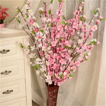 Искусственные вишневые весенние сливы Персиковый Цветок ветка Шелковый цветок для дома Свадебные Декоративные цветы пластик персиковый букет 65 см