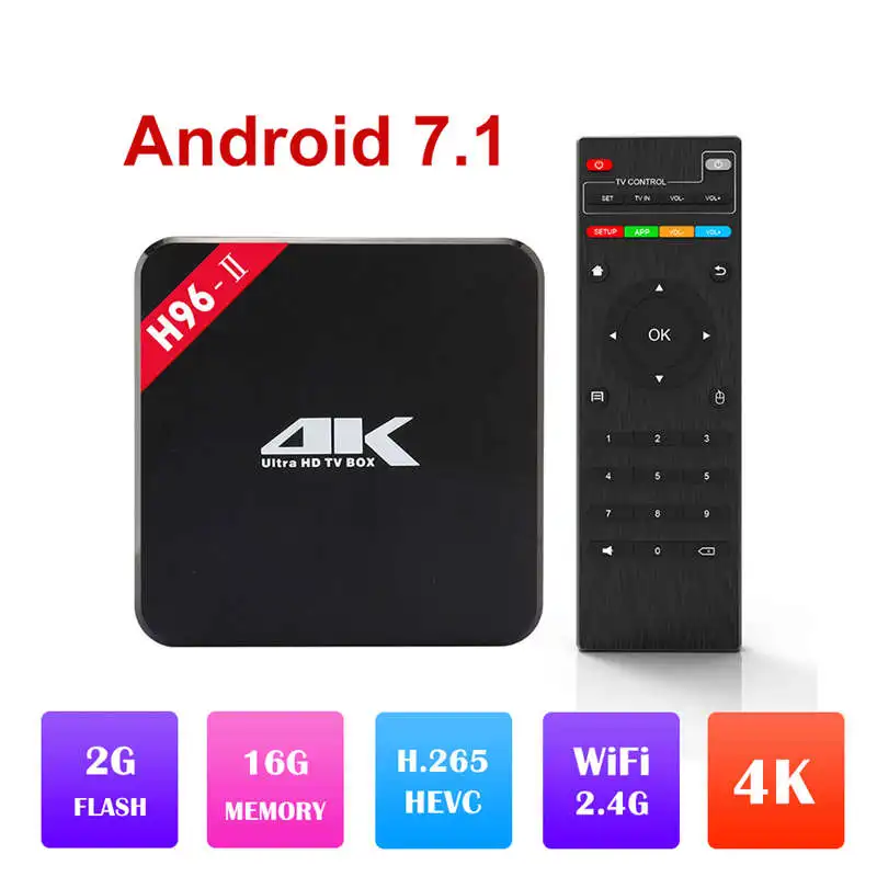 H96-Ii Android 7,1 Smart Tv Box Amlogic S905X четырехъядерный Wifi 2,4G 4 K Видео Медиа плейер для Netflix Youtube H962 приставка