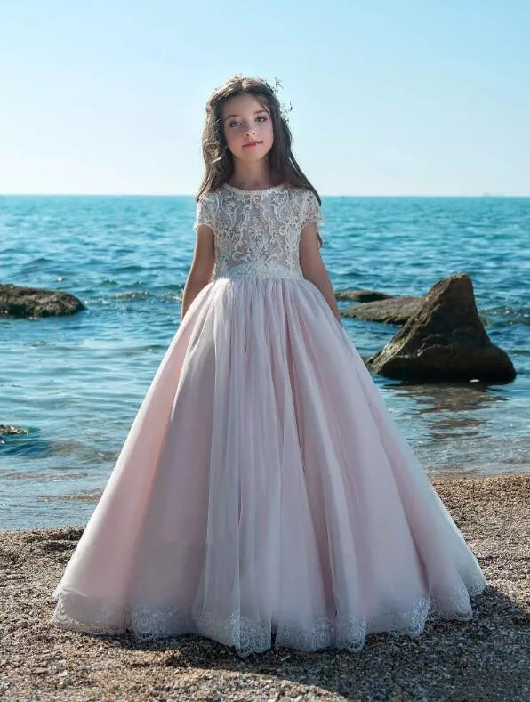 Pink-Flower-Girl-Dresses-For-Summer-Beach-Garden-Weddings-2018-Cap-Sleeves-Sheer-Appliqued-Sequined-Girls (1)