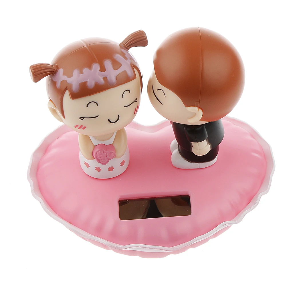 Cute Plastic Solar Power Kiss Dolls Car Ornament Auto Accessories