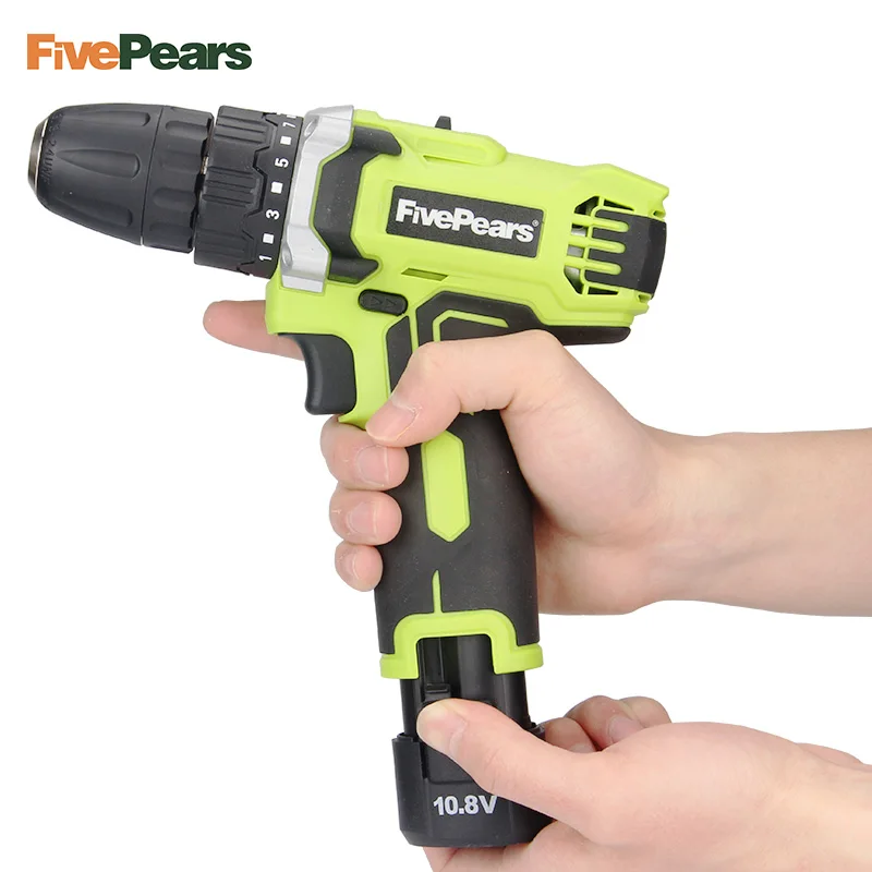 Fivepears 10.8-Volt DC Lithium-Ion Battery 10mm 2-Speed Electric Cordless Drill Mini Screwdriver Wireless Power Driver