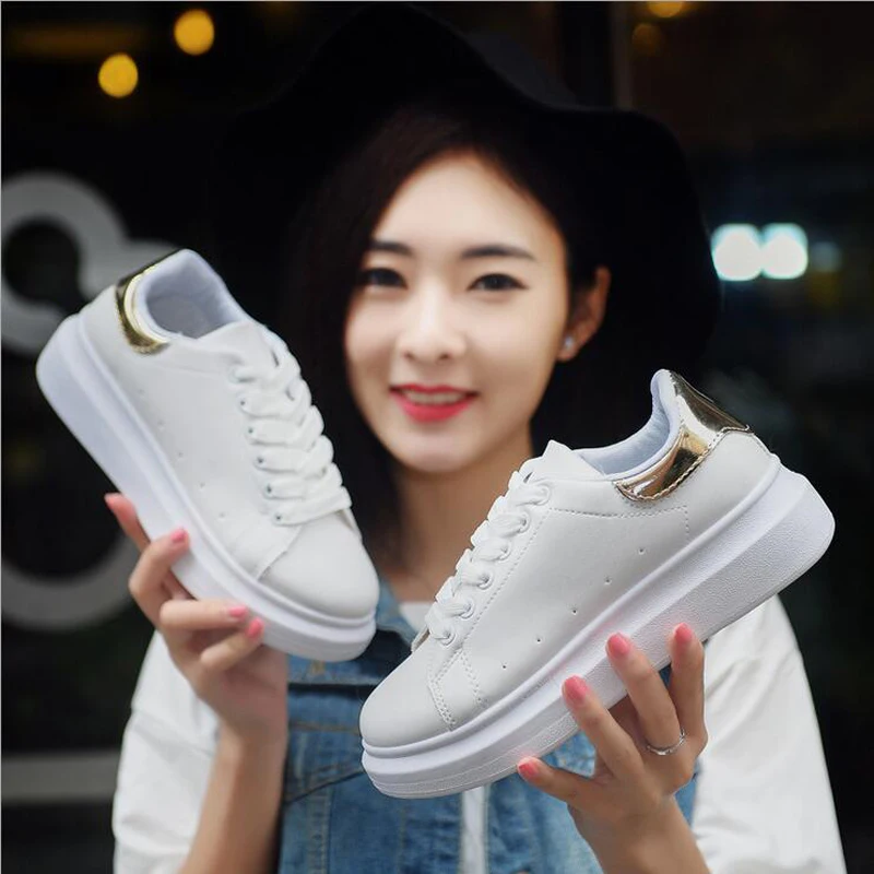 Height increasing shoes women white shoes lace up breathable soft