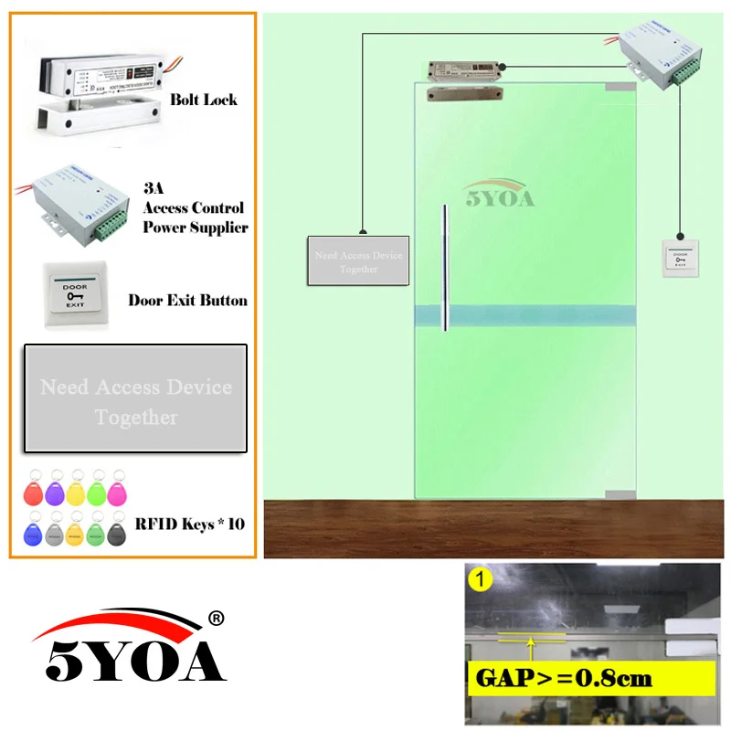 Система контроля доступа RFID отпечаток пальца умный дверной замок Безопасный Комплект Электронный Открыватель ворот домашний гараж цифровой набор электро магнитный - Цвет: 9-SetFLBolt