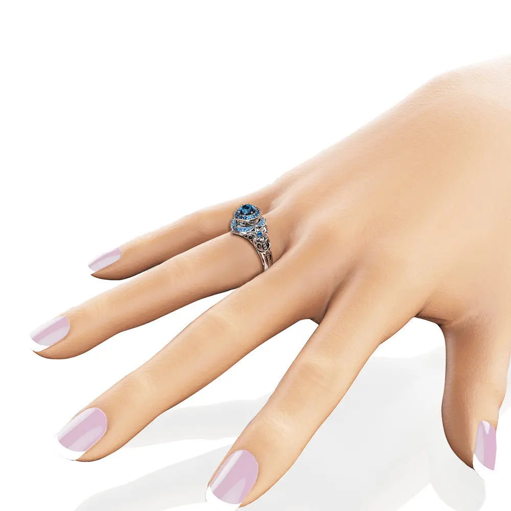 14K золото алмазный Сапфир кольца для женщин Anillos Свадебные Bizuteria украшение кольцо