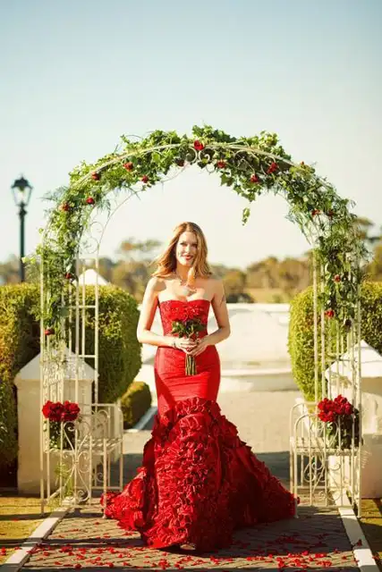 Romantic Red 2015 Pnina Tornai Wedding Dresses Mermaid Strapless