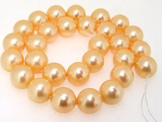 Yellow Color Round Seashell Pearl Loose Beads 14inches One Full String AA 14MM DIY Jewelry For Necklace LS3-067 | Украшения и
