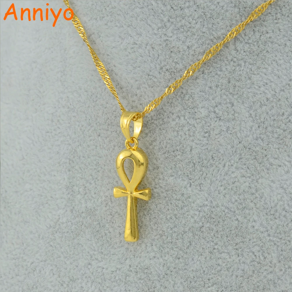 Anniyo Ankh кулон ожерелье золотой цвет Египетский крест ювелирные изделия для женщин модные египетские иероглифы, Crux Ansata#203306