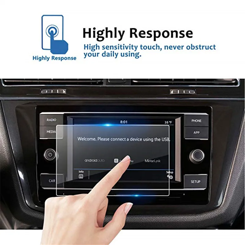 

6.5 Inch for Volkswagen Tiguan Tempered Glass Car Navigation Screen Protector Screen Center Touch Anti Scratch