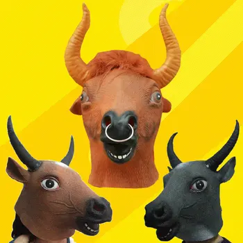 

Halloween cos Zodiac Tauren mask bull dog Ma Jun buffalo mask headgear green latex caps