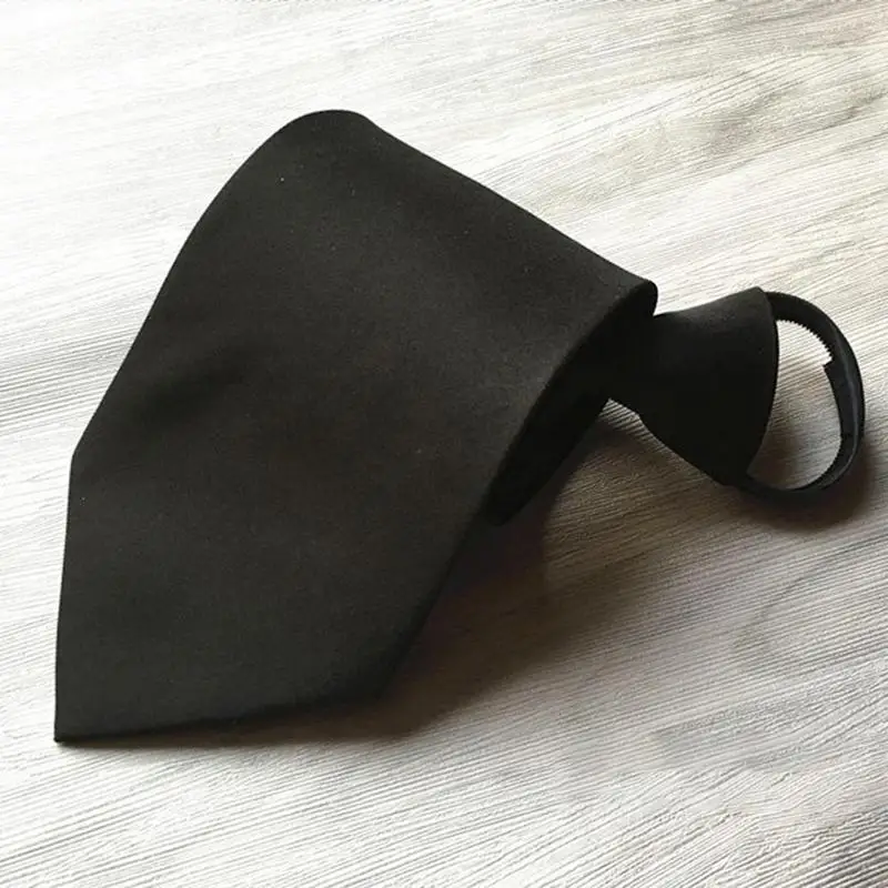 Солидный деловой ГАЛСТУК, мужские официальные Галстуки, классический черный полиэстеровый мужской обтягивающий галстук 8 см, повседневный галстук с застежкой-молнией, аксессуары для рубашек